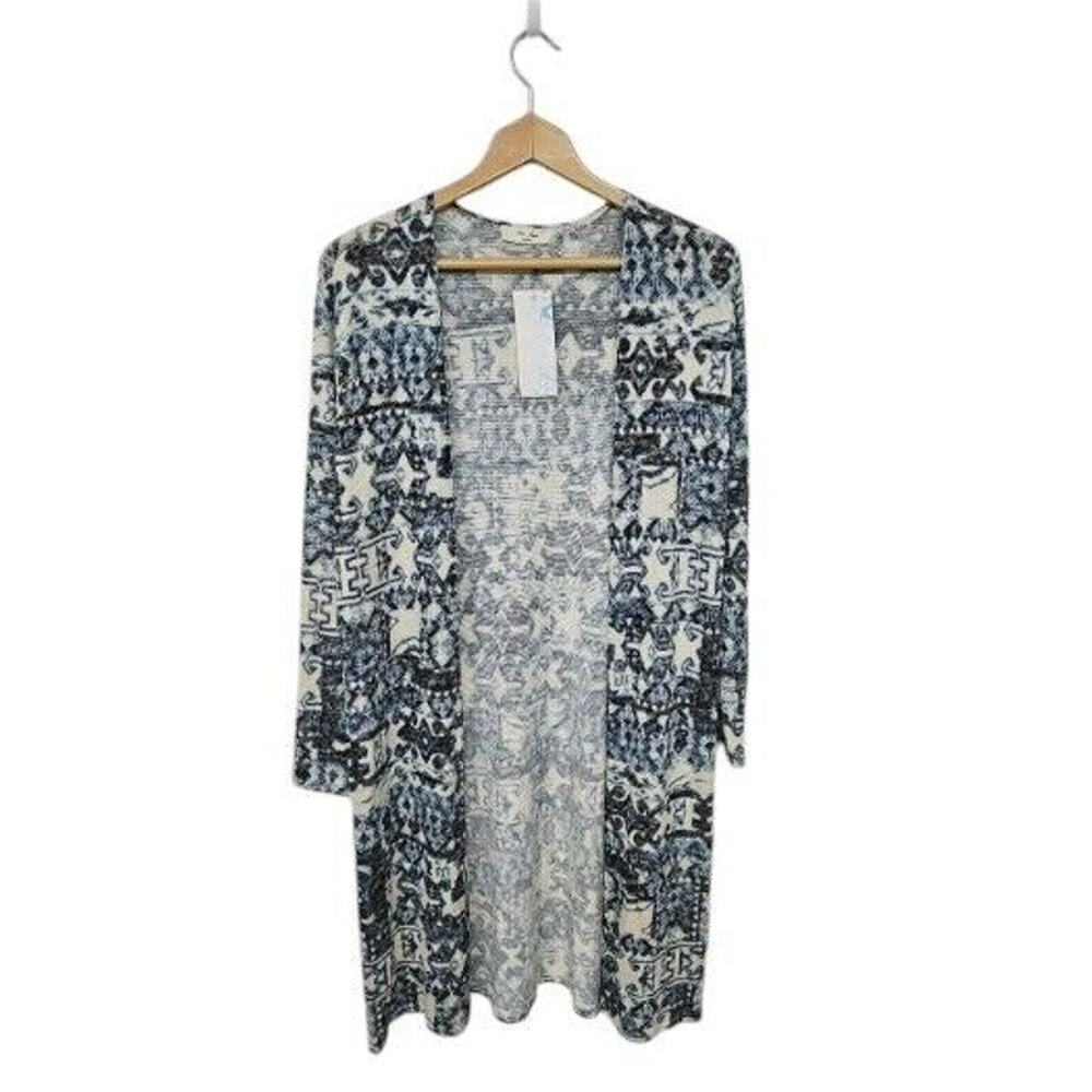 Boutique Longline Cardigan Sz M Open Front Sweater Aztec Southwestern Western
